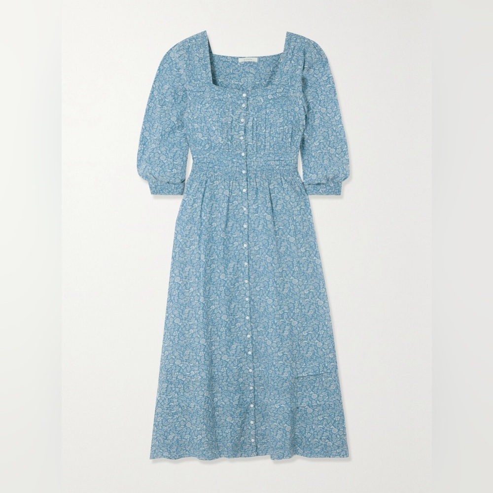 Doên Minta Dress in Blue Garden Bloom with Puff Sleeves Prairie XS